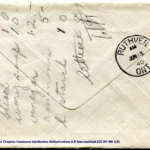 Artifact 1940-06-11-a - Letter to Mrs. Elton Newman sent from Aldershot, England, United Kingdom - Envelope, Reverse.