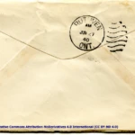 Artifact 1940-06-25-a - Letter to Mrs. Elton Newman sent from Aldershot, England, United Kingdom - Envelope, Reverse.