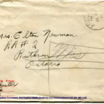 Artifact 1940-07-02-a - Letter to Mrs. Elton Newman sent from Aldershot, England, United Kingdom - Envelope, Obverse.