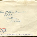 Artifact 1940-07-15-a - Letter to Mrs. Elton Newman sent from Aldershot, England, United Kingdom - Envelope, Obverse.