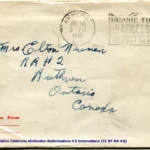 Artifact 1940-07-16-a - Letter to Mrs. Elton Newman sent from Aldershot, England, United Kingdom - Envelope, Obverse.