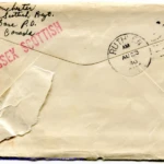 Artifact 1940-08-04-a - Letter to Mrs. Elton Newman, sent from Aldershot, England, United Kingdom - Envelope, Reverse.