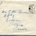 Artifact 1940-08-13-a - Letter to Mrs. Elton Newman, sent from Aldershot, England, United Kingdom - Envelope, Obverse.