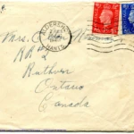 Artifact 1940-08-20-a - Letter to Mrs. Elton Newman, sent from Aldershot, England, United Kingdom - Envelope, Obverse.
