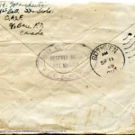Artifact 1940-08-23-b - Letter to Mrs. Elton Newman, sent from Aldershot, England, United Kingdom - Envelope, Reverse.
