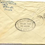 Artifact 1940-09-13-a - Letter to Mrs. Elton Newman, sent from Aldershot, England, United Kingdom - Envelope, Reverse.