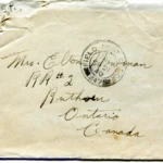 Artifact 1940-09-20-a - Letter to Mrs. Elton Newman, sent from Aldershot, England, United Kingdom - Envelope, Obverse.