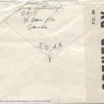 Artifact 1940-09-24-a - Letter to Miss La Verne Woods, sent from Aldershot, England, United Kingdom - Envelope, Reverse.