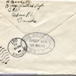Artifact 1940-09-26-a - Letter to Mrs. Elton Newman, sent from Aldershot, England, United Kingdom - Envelope, Reverse.
