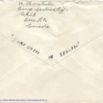 Artifact 1940-10-11-a - Letter to Miss La Verne Woods, sent from Aldershot, England, United Kingdom - Envelope, Reverse.