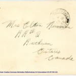 Artifact 1940-10-16-a - Letter to Mrs. Elton Newman, sent from Aldershot, England, United Kingdom - Envelope, Obverse.
