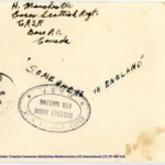 Artifact 1940-10-16-a - Letter to Mrs. Elton Newman, sent from Aldershot, England, United Kingdom - Envelope, Reverse.