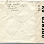 Artifact 1940-10-19-a - Letter to Miss La Verne Woods, sent from Aldershot, England, United Kingdom - Envelope, Reverse.