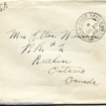 Artifact 1940-10-19-b - Letter to Mrs. Elton Newman, sent from Aldershot, England, United Kingdom - Envelope, Obverse.