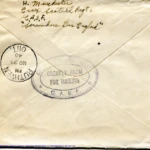 Artifact 1940-10-19-b - Letter to Mrs. Elton Newman, sent from Aldershot, England, United Kingdom - Envelope, Reverse.