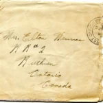 Artifact 1940-10-26-a - Letter to Mrs. Elton Newman, sent from Aldershot, England, United Kingdom - Envelope, Obverse.