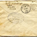 Artifact 1940-10-26-a - Letter to Mrs. Elton Newman, sent from Aldershot, England, United Kingdom - Envelope, Reverse.
