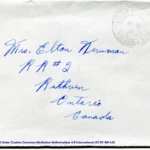 Artifact 1940-11-05-a - Letter to Mrs. Elton Newman, sent from Aldershot, England, United Kingdom - Envelope, Obverse.