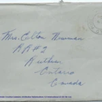 Artifact 1940-11-07-a - Letter to Mrs. Elton Newman, sent from Aldershot, England, United Kingdom - Envelope, Obverse.