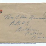 Artifact 1940-11-09-a - Letter to Mrs. Elton Newman, sent from Aldershot, England, United Kingdom - Envelope, Obverse.