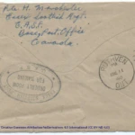 Artifact 1940-11-09-a - Letter to Mrs. Elton Newman, sent from Aldershot, England, United Kingdom - Envelope, Reverse.