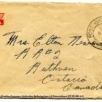 Artifact 1940-11-11-a - Letter to Mrs. Elton Newman, sent from Aldershot, England, United Kingdom - Envelope, Obverse.