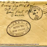 Artifact 1940-11-11-a - Letter to Mrs. Elton Newman, sent from Aldershot, England, United Kingdom - Envelope, Reverse.