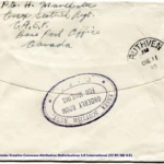 Artifact 1940-11-14-a - Letter to Mrs. Elton Newman, sent from Aldershot, England, United Kingdom - Envelope, Reverse.