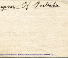 H.M.T. Empress of Australia Mess Card, July 1940, reverse.Annotation:Empress of Australia