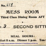H.M.T. Empress of Australia Mess Card, July 1940, obverse.